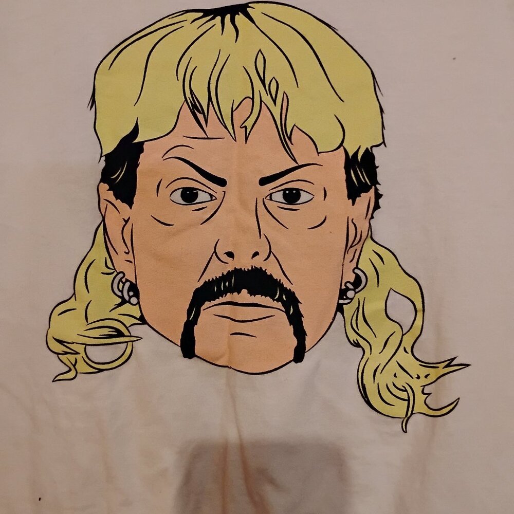 Men's White Large Joe Exotic Authentic Graphic T-Shirt